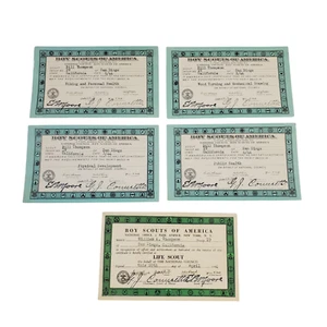 5/Lot VTG 1944 Boy Scouts of America Merit Badge Certificate BSOA Life Scout - Picture 1 of 5
