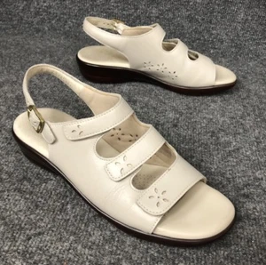 SAS Tripad Womens 8.5 A Cream Leather Three Strap Comfort Sandals In EUC - Picture 1 of 8