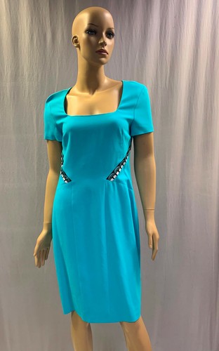 NUOVO ABITO IN GUAINA A MANICHE CORTE VERSACE AQUA TAGLIA IT 44