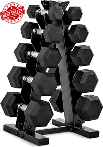 Dumbbell Set with Rack 150lbs & 210lbs Options for Home Gym & Strength Training - Picture 1 of 12