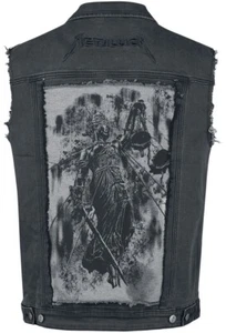 Metallica Chaleco Chaqueta Thrash Metal Banda Sin Mangas Denim Para Hombre Negro Jean Chaqueta - Imagen 1 de 10