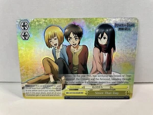 Weiss Schwarz Attack on Titan Since That Day RRR Mikasa Eren Armin Holo Card - Picture 1 of 2