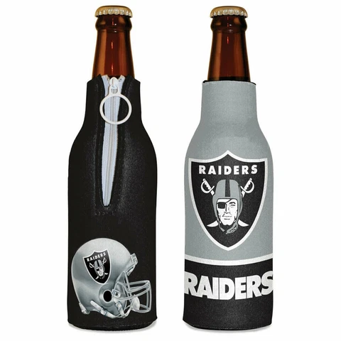 Las Vegas Raiders Bottle Cooler 12 oz Zip Up Koozie Jacket NFL Two Sided Cover