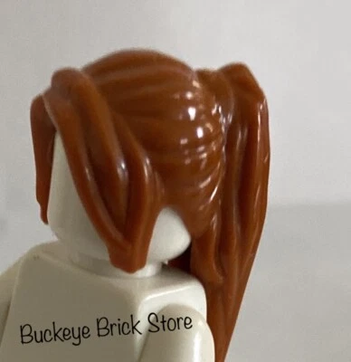 NEW Lego Minifigure Female Dark Orange HAIR With Long Ponytail with Side Bangs - Image 1 of 3