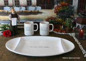 MUD PIE BUNS READY PLATTER + RAE DUNN GROOM & BRIDE MUGS –COOL HOUSEWARMING CHIC - Picture 1 of 12
