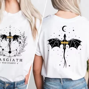 Basgiath War College Vintage Washed T Shirt Fourth Wing Dragon Rider Cotton - Picture 1 of 8