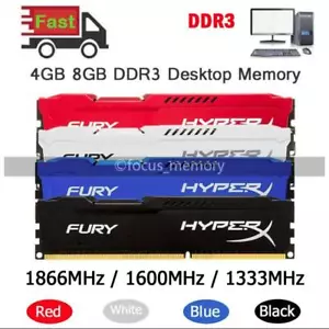 HyperX 4GB 8GB DDR3/DDR3L 1333 1600 1866 MHz 240-Pin DIMM Desktop Gaming Memory - Picture 1 of 15
