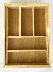 Expandable Bamboo Cutlery Utensil Tray Organizer Adjustable Large 18 X 13 X 2.6” - Picture 1 of 9