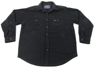 Raro DE COLECCIÓN POLO DEPORTIVO Ralph Lauren Informal Botón Frontal Polar Camisa Años 90 Negro XL Foto 1 de 4