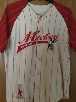 Camiseta de béisbol Mickey All Stars - blanca con rayas rojas y adornos - L - Disney Foto 1 de 3