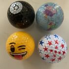 4 Putt Putt Practice Golf Balls - World Map Earth, Smiley Face Emoji and 8 Ball