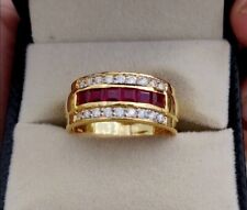 Lab Created Red Ruby 2.30Ct Princess Cut Wedding Ring Yellow Gold Plated