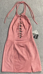 NBD x NAVEN Dress Women’s XS PinkTwins Lace-Up Mini - Afbeelding 1 van 10