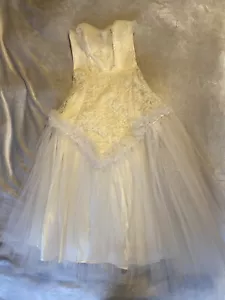 Vintage Retro Wedding Dress Lace Tulle Size 2 Sweetheart Strapless Boning Corset - Picture 1 of 12