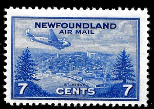 Kanada NEUFUNDLAND C19 1943 CBNC FLUGZEUG ÜBER ST JOHNS LUFTPOST SS 🔥MLH OG VF - Bild 1 von 2