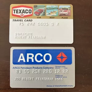 Credit Card Lot Of 2 TEXACO ARCO expired 1982 vintage prop Gas Card JUDGE RARE - Picture 1 of 5