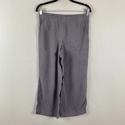 J. Jill Pure Linen Blend Wide Leg Cropped Pull On Pants Size Petite XS PXS Gray - Image 1 of 4