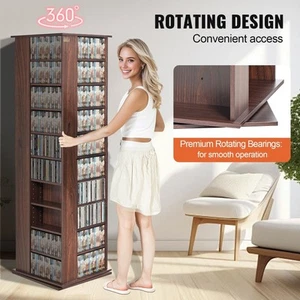 4-Sided Rotating Media Tower, Holds 1040 CDs, Espresso Finish, 1.65 Meters Tall - Picture 1 of 7