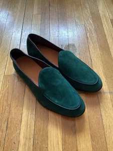 NWOT BESPOKE Men's Size 9 / 42 Solid Green Velvet Smoking Loafers Shoes,Italy - Picture 1 of 6