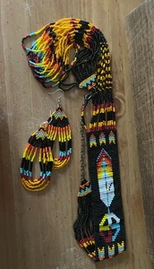 Native American Style Beaded Necklace/Earring Set - Picture 1 of 1