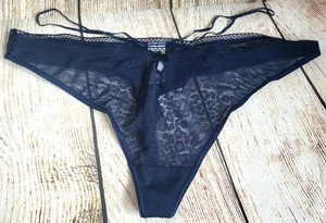 Tanga de encaje floral azul marino Freya, nueva con etiquetas, talla XL, FRANQUEO GRATUITO  - Imagen 1 de 7