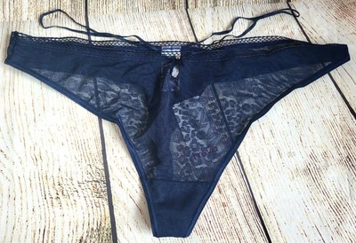 Freya Navy Blue Floral Lace Thong, BNWT, Size XL,  FREE POSTAGE  - Image 1 of 4