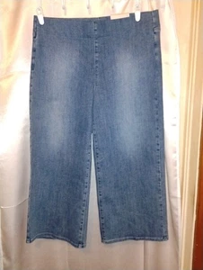 NYDJ Damen-Caprijeans weites Bein zum Überziehen Größe 12 Clean Horizon elastischer Bund neu mit Etikett - Bild 1 von 6