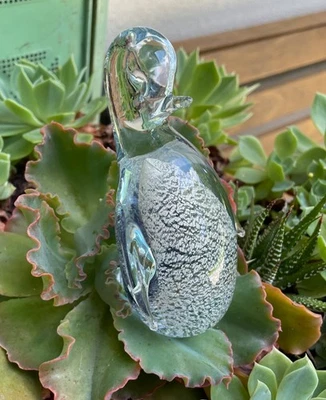 Vtg MCM Granna Glas Sweden Art Glass Bird Penguin Figurine Scandi Foil sticker - image 1 of 4