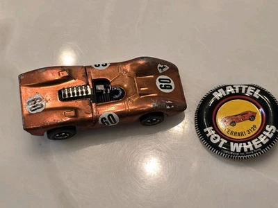 Vintage Original 1969 Hot Wheels Redline Ferrari 312P RARE * COPPER With Button - Image 1 of 4