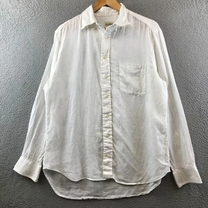 Gitman Bros. White Linen Button Down Shirt Mens Long Sleeve Casual USA Made L - Picture 1 of 10
