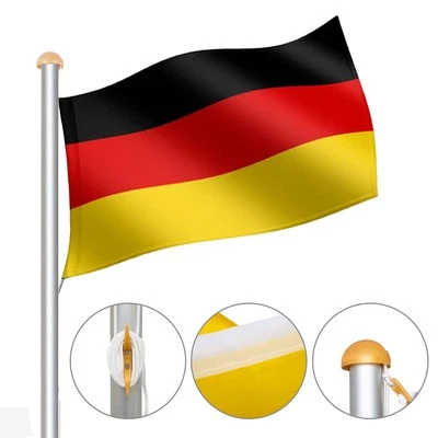 Fahnenmast Teleskop 6,5m Fahnenstange inkl Deutschlandfahne Flaggenmast Mast Alu - Bild 1 von 4