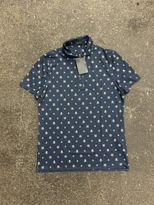 Camisa polo de golf G/FORE azul marino calavera y hueso cruzado manga corta M nueva con etiquetas - Imagen 1 de 6