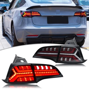 LED Tail Lights For Tesla Model 3 Model Y 2017-2022 Clear Rear Lamps Assembly - Picture 1 of 5