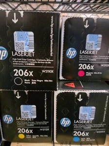 HP 206X Black Cyan Magenta Yellow Toner W2110X W2111X W2112X W2113X Set - New - Photo 1/5