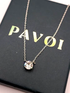 PAVOI Crystal Solitaire 1.5 Carat (7.3mm) CZ Dainty Necklace - Picture 1 of 4