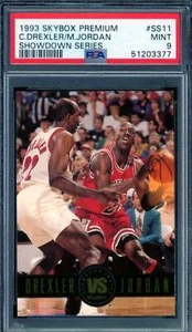 Clyde Drexler / Michael Jordan Card 1993-94 Skybox Premium #SS11 PSA 9 - Picture 1 of 2