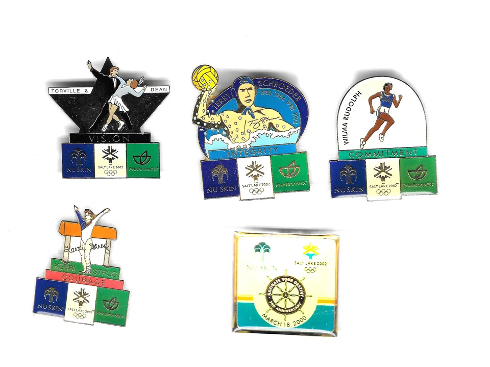 NuSkin Athletes & Convention Salt Lake 2002 Olympic Sponsor 5 Pin Set - Image 1 of 1