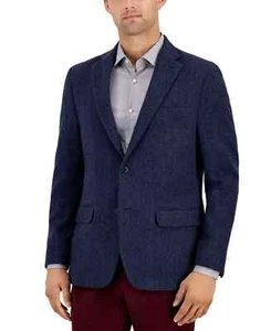 TOMMY HILFIGER MEN'S MODERN-FIT PLAID ALL WOOL SPORT COAT COLOR BLUE 40S NEW - Picture 1 of 6