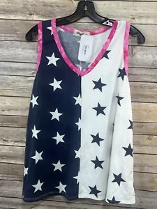 Women’s 4th of July Sleeveless Tank Top Size M – USA Flag Patriotic Independence - Picture 1 of 10