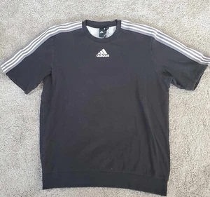 3 Stripe Adidas T Shirt Mens Size Large Pullover Short Sleeve L Lined Shirt - Picture 1 of 9