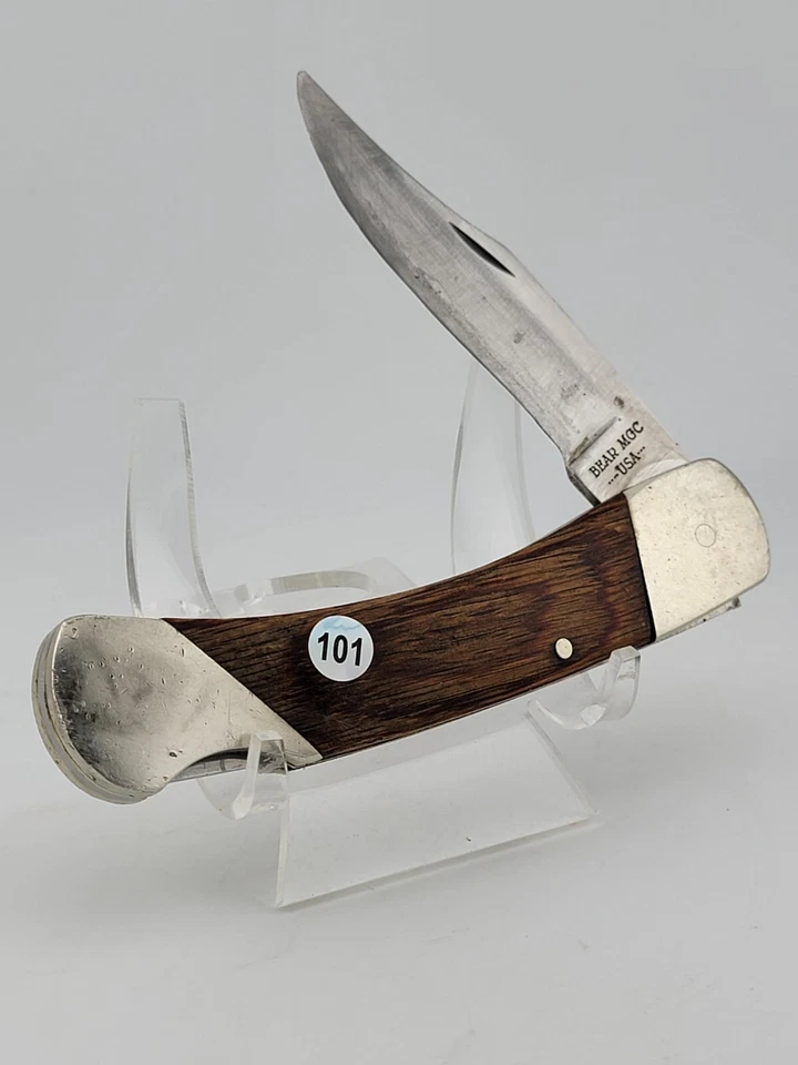 Cuchillo Plegable Oso Grande MGC EE. UU. Clip Point Hoja SS Mango de Palisandro 9 Pulgadas Foto 1 de 4