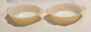 2 VTG Fire King Peach Lustre Swirl Ovenware Mini Bake And Serve 5.25” Dish - Picture 1 of 6