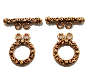 2 SET 29X18MM COPPER BALI TOGGLE CLASP 2 STRAND ANTIQUE COPPER 970 ATL-327 - Picture 1 of 1