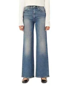 Pantalones de mezclilla DL1961 Hepburn tiro alto pierna ancha en East Lake para mujer talla 25 azul elástico - Imagen 1 de 23