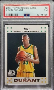 2007-08 Topps Rookie Card Kevin Durant RC #2 Seattle Supersonics PSA 7 NM - Picture 1 of 2