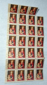27 US Christmas, Memling National Gallery Of Art 1966 Partial 5c Sheet Stamps - Picture 1 of 3