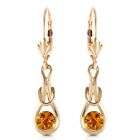 14K. GOLD LEVER BACK EARRINGS WITH NATURAL CITRINES (Yellow Gold)