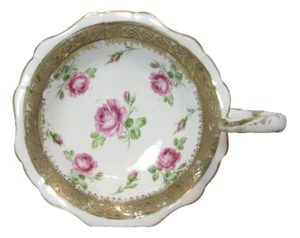 Vtg Royal Bayreuth Porcelain Scalloped Gold Gilded 7" Serving Bowl Curved Handle - Picture 1 of 7