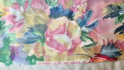 Vintage Peter Pan Inc. Fabric Semi Sheer Voile Floral 3 1/2 Yards Flowers - Image 1 of 4