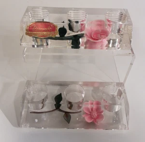 Juego de 2 soportes para lápices labiales vintage de flores rosas acrílicas lucita rosa lucita - Imagen 1 de 6